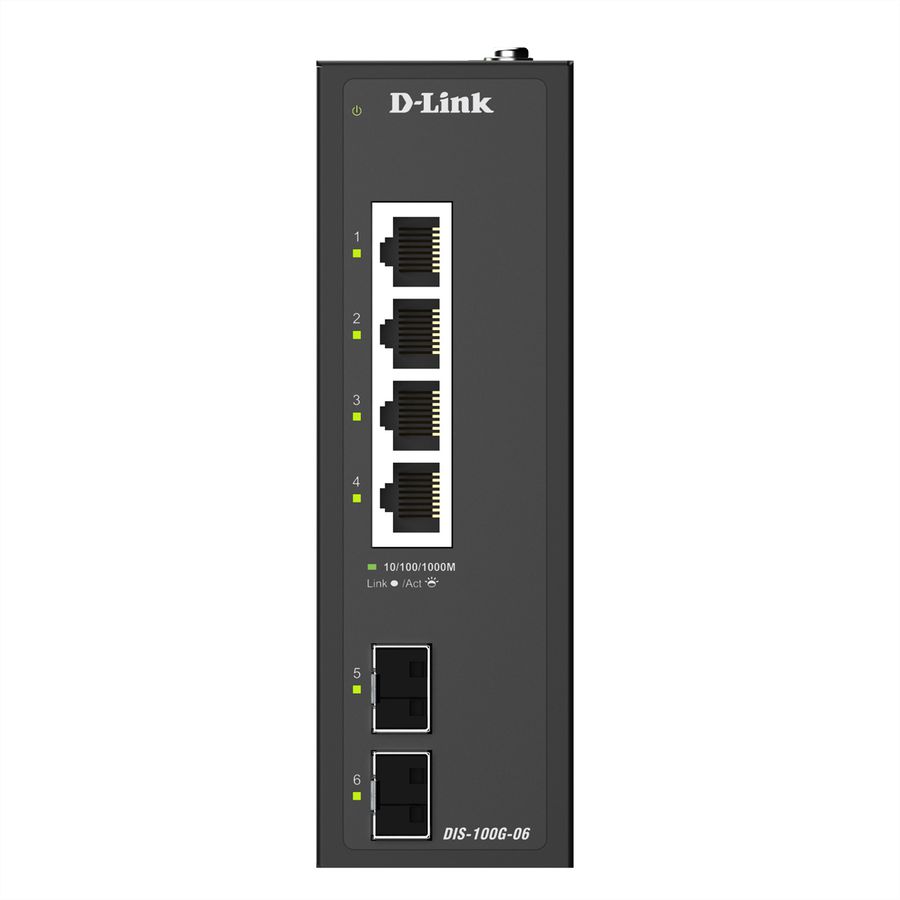 D-Link DIS-100G-06 6-Port Gigabit Switch Industrial Unmanaged, 4x Rj45, 2x SFP
