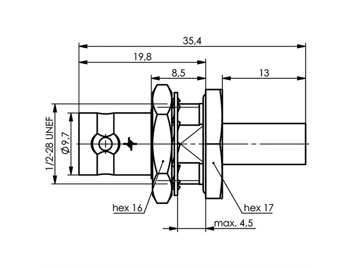 TELEGÄRTNER BNC-Kabeleinbaubuchse 50 Ohm für  RG-58C/U