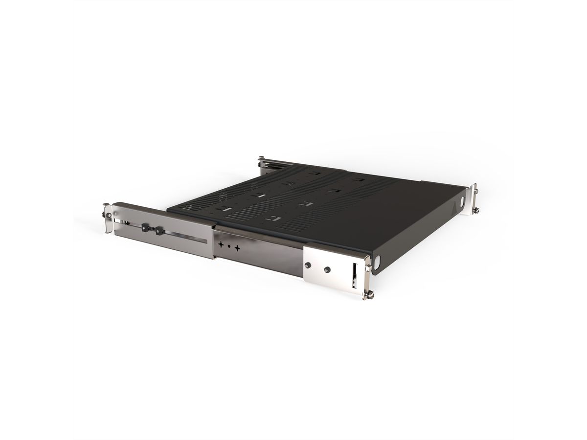SCHROFF 19''- / Gestell- Fachboden ausziehbar, verkürzt um 100 mm - 19"FA AUS 2HE C=500 RED 7021