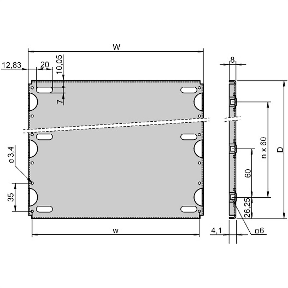 SCHROFF Montageplatte Standard - MONTAGEPLATTE 340T 63TE