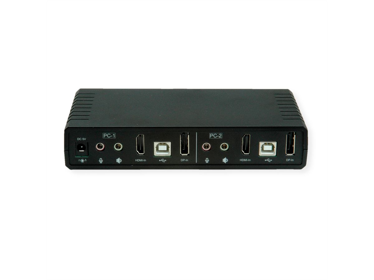 ROLINE KVM-Audio-Switch Dual Head HDMI 4K60, 1 User - 2 PC
