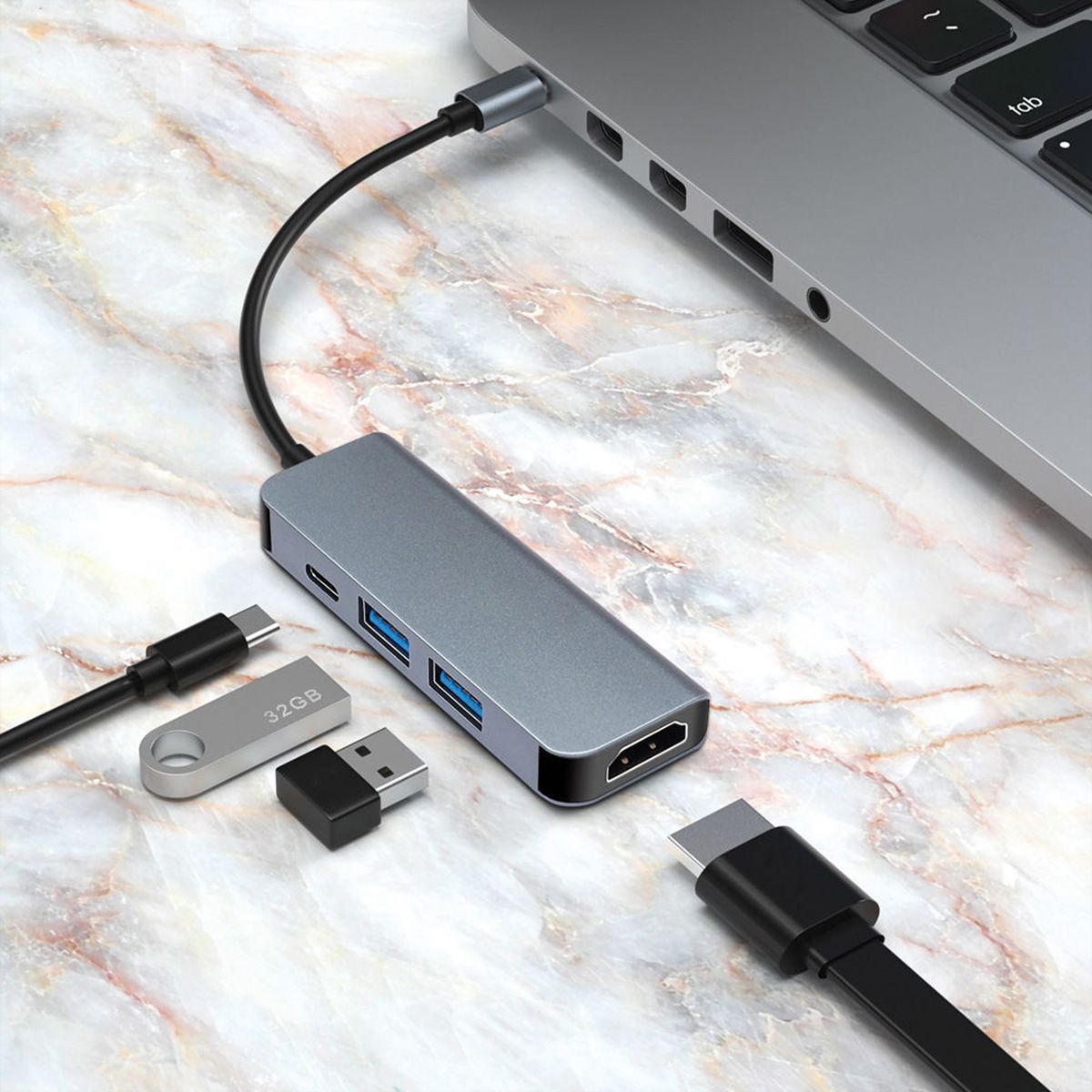 VALUE USB Typ C Docking Station, HDMI 4K, 2x USB A + Typ C PD