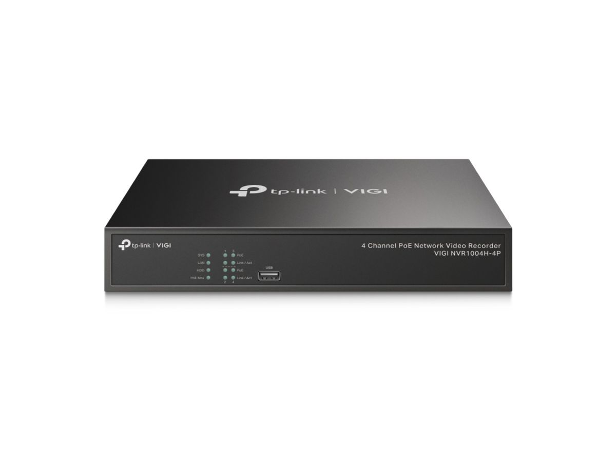 TP-Link VIGI NVR1004H-4P Netzwerk-Videorekorder (NVR) Schwarz