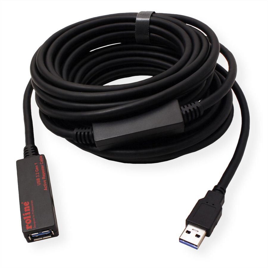 ROLINE USB 3.2 Gen 1 Aktives Repeater Kabel, schwarz, 10 m