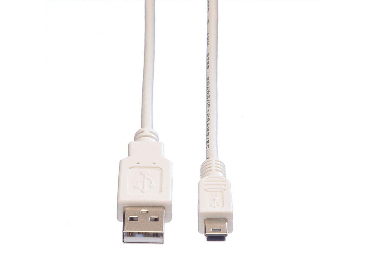 VALUE USB 2.0 Kabel, Typ A - 5-Pin Mini, weiß, 1,8 m