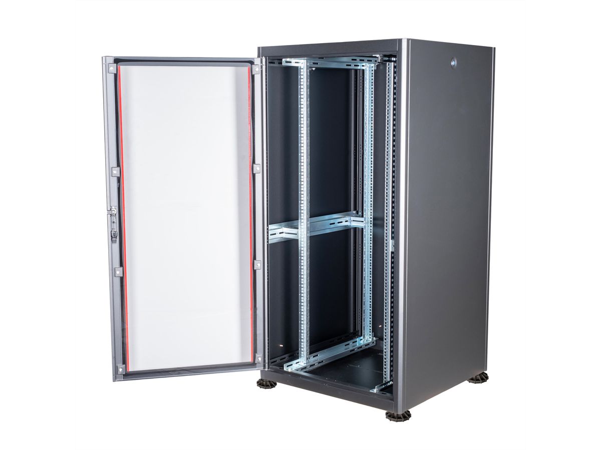 ROLINE 19-Zoll Netzwerkschrank Basic 32 HE, 600x600 BxT Glastür schwarz