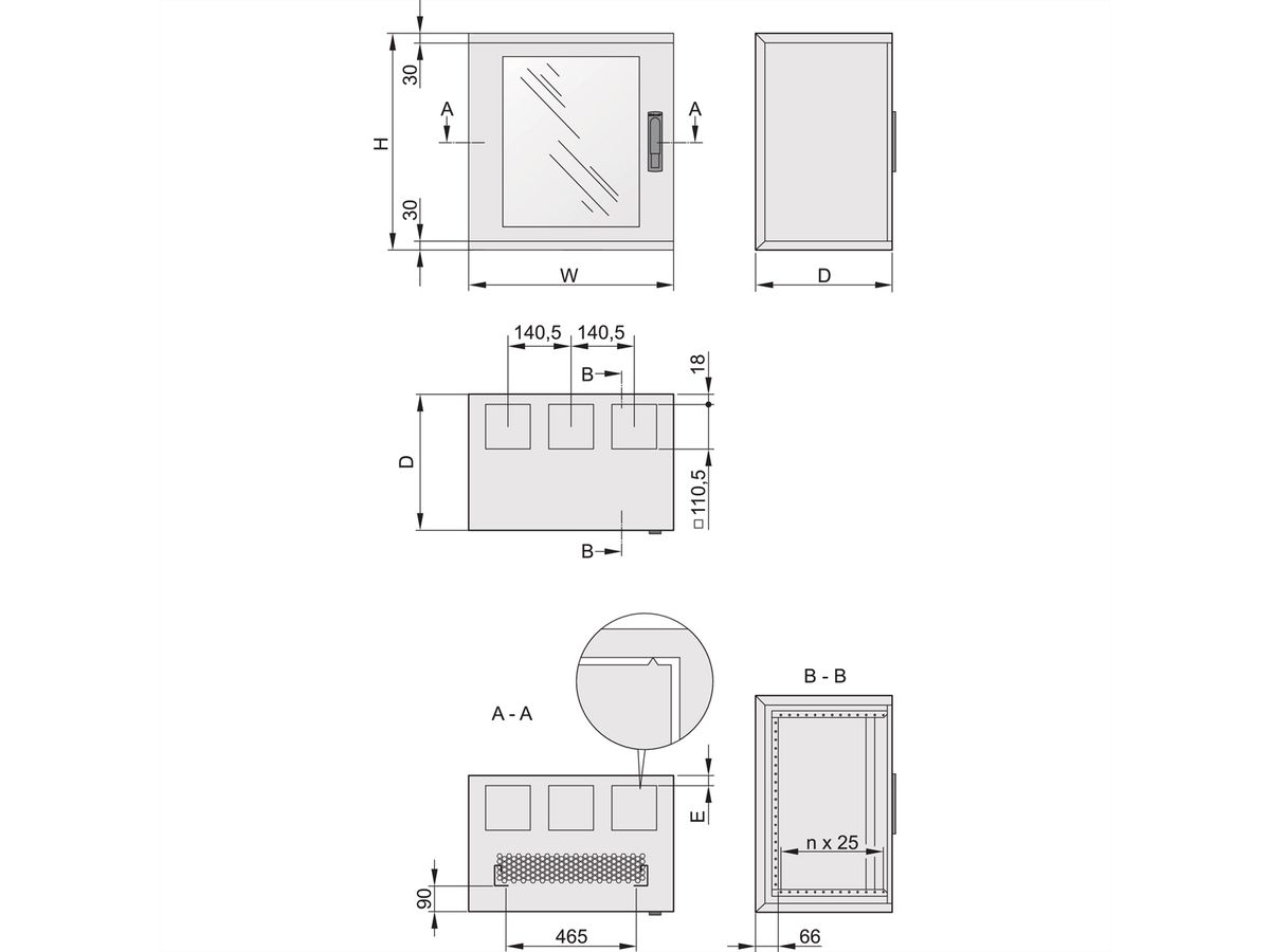 SCHROFF EPCASE 20 HE, (H x B x T) 962 x 600 x 500 mm