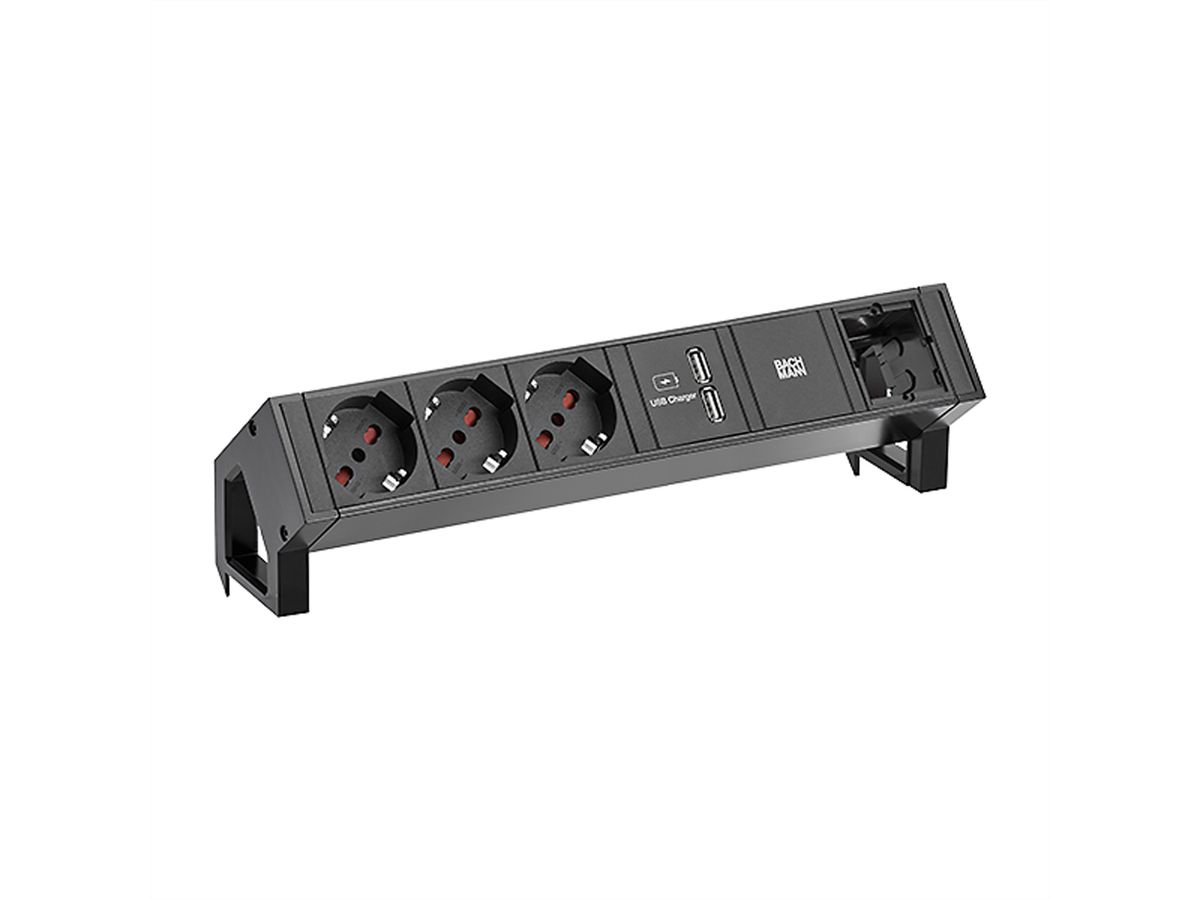 BACHMANN DESK2 3xP40 USB Charger 1xCM, Strom 0,2m schwarz Italia