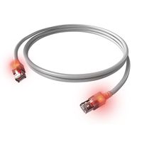 EasyLan DualBoot LED Patchkabel RJ45 S/FTP Cat.6A (Class EA), mit saCon Stecker, LSOH, grau, 1,5 m