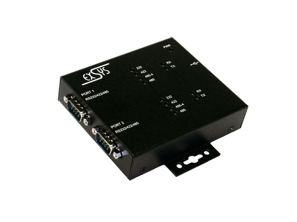 EXSYS EX-1333VIS USB 2.0 zu 2x Seriell RS-232/422/485, Überspannungsschutz & Optische Isolation
