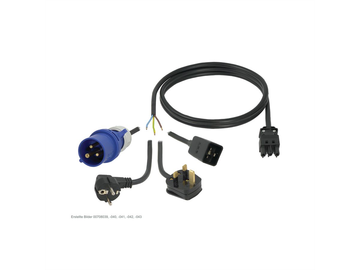 SCHROFF Netzanschlussleitung, IEC 60320 C20 Stecker, Wieland-Buchse - KAB.GST18-IEC60320 C20 5,0M