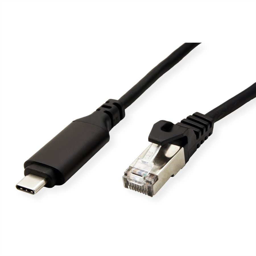 ROLINE USB-C zu Gigabit Ethernet Konverterkabel, schwarz, 5 m