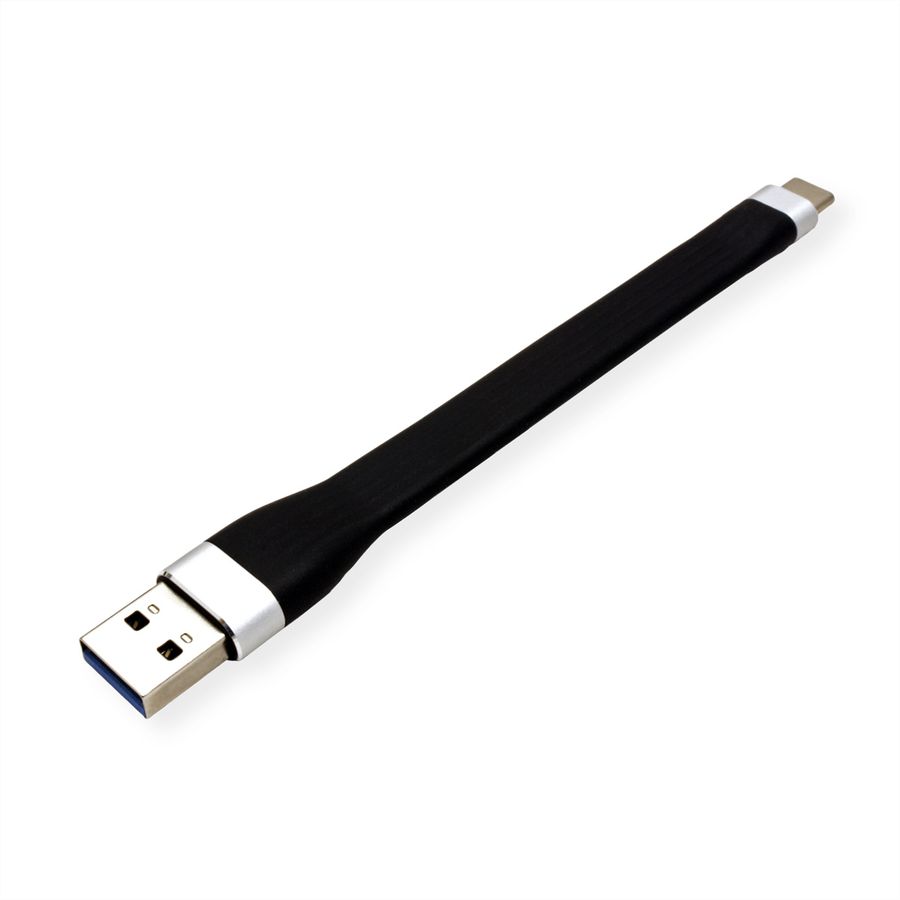 ROLINE USB 3.2 Gen 1 Silikonkabel, USB A-C, ST/ST, schwarz, 11 cm