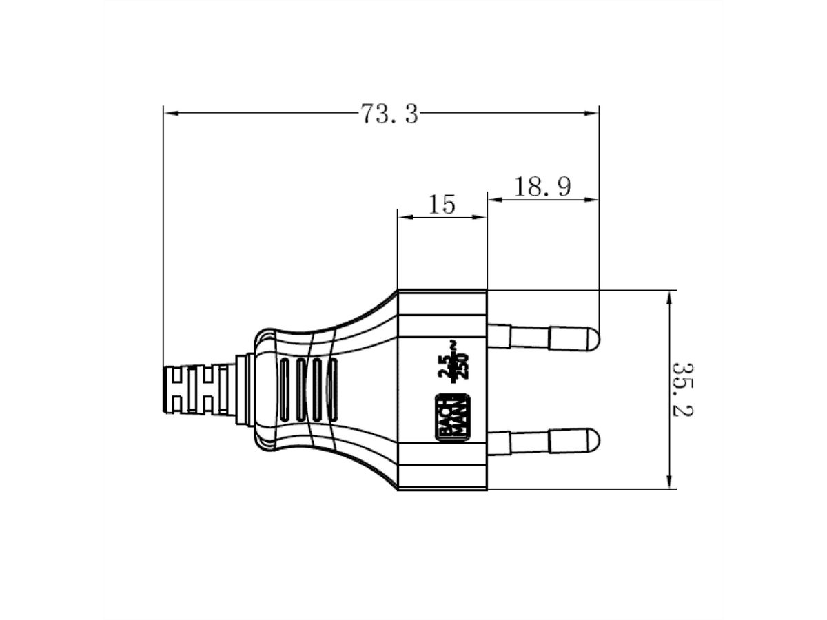 BACHMANN Euroflachstecker weiß, Schraubanschluss VE 3 Stk. im Polybeutel