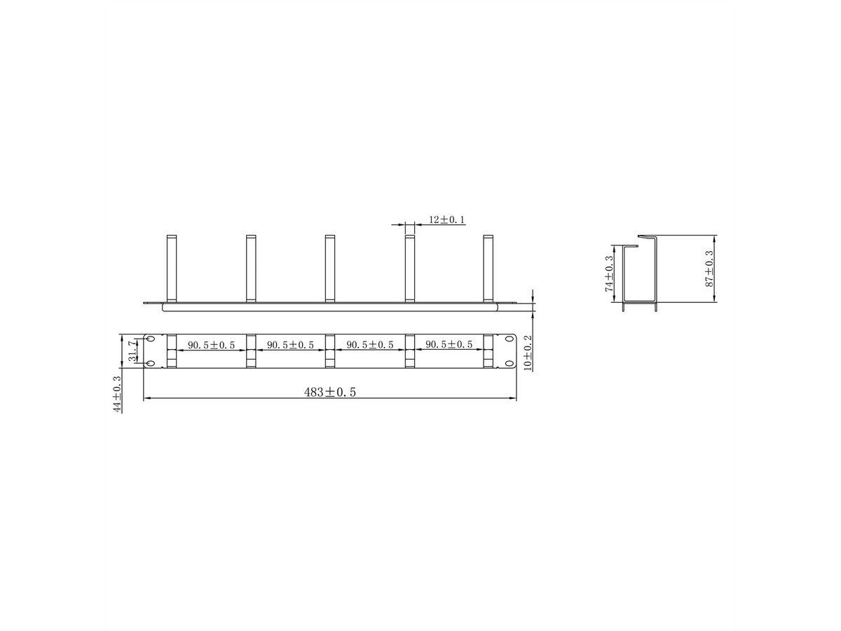 VALUE 19"-Frontplatte, h/v Kabelführung, Typ G, grau