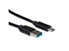 ROLINE RM USB 3.2 Gen 1 Kabel, A-C, ST/ST, schwarz, 1 m