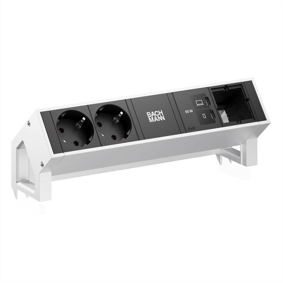 BACHMANN DESK2 2xCEE7/3 1xUSB C/C 65W, 1xCM L=0,2m INOX