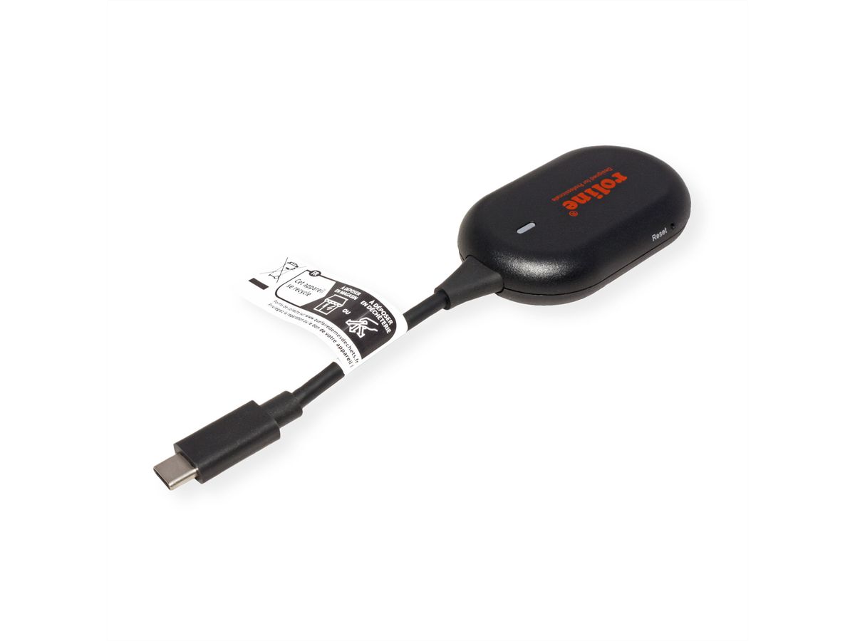 ROLINE Drahtloses P2P-Anzeige-Dongle-Set, Tx+Rx, HDMI, 1080p, 20 m