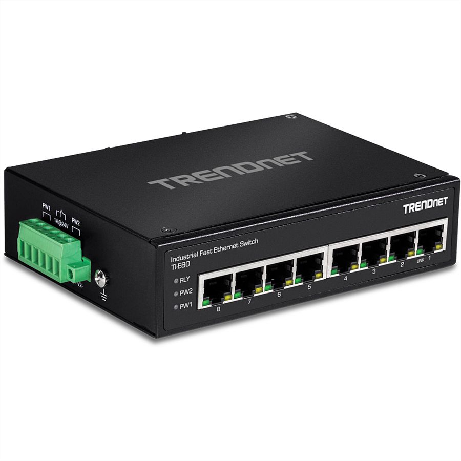 TRENDnet TI-E80 Industrial Fast Ethernet DIN-Rail Switch 8-Port