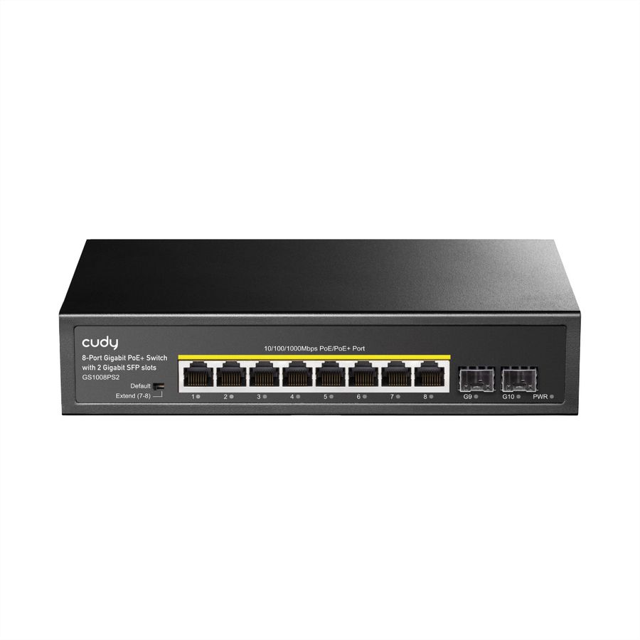 CUDY GS1008PS2 8-Port Gigabit Switch PoE+ mit 2x Gigabit SFP 120W