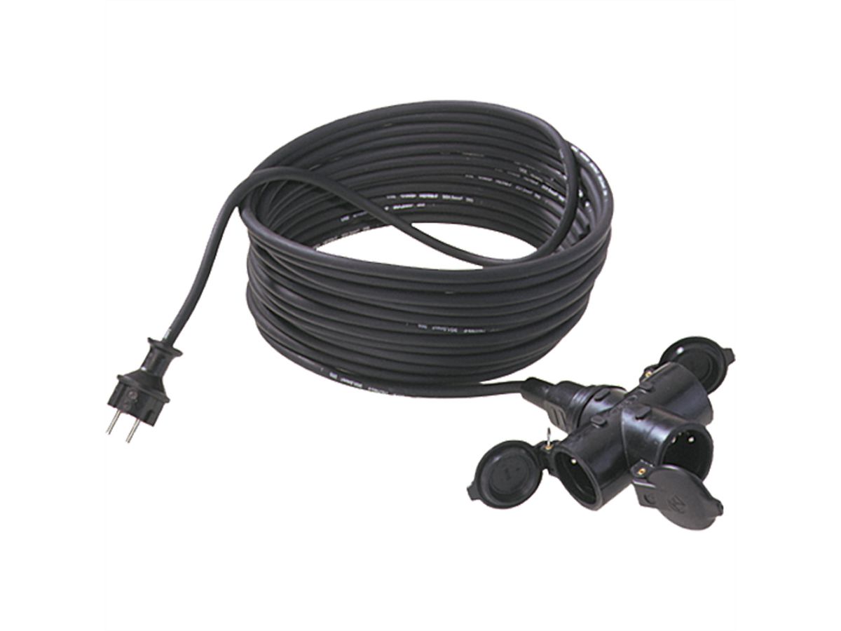 BACHMANN Extension 3G1,5mm², 3x, H07RN-F Gummi/Neopren 3fach, schwarz, 25 m