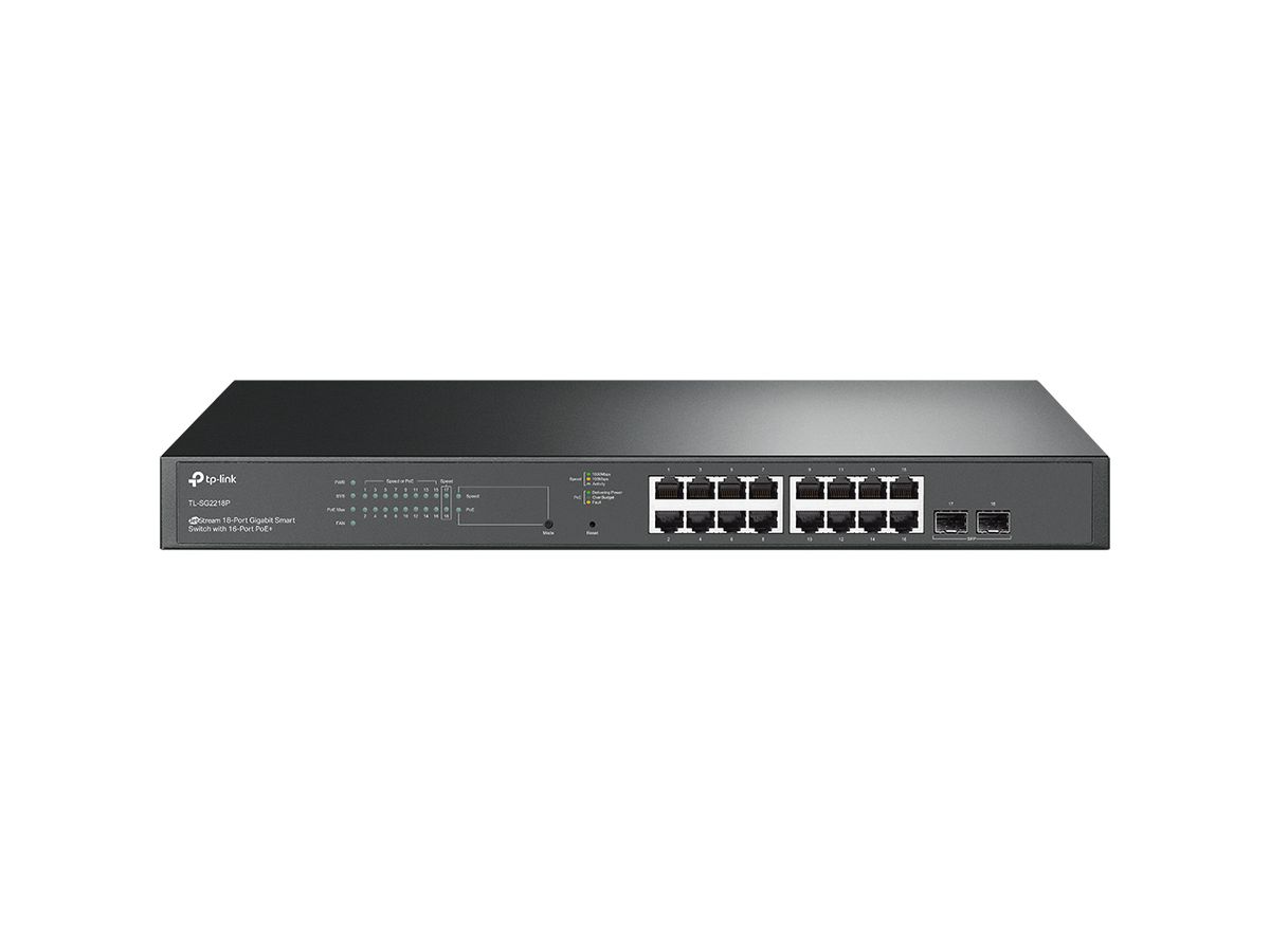 TP-Link TL-SG2218P Netzwerk-Switch L2/L2+ Gigabit Ethernet (10/100/1000) Power over Ethernet (PoE) 1U Schwarz