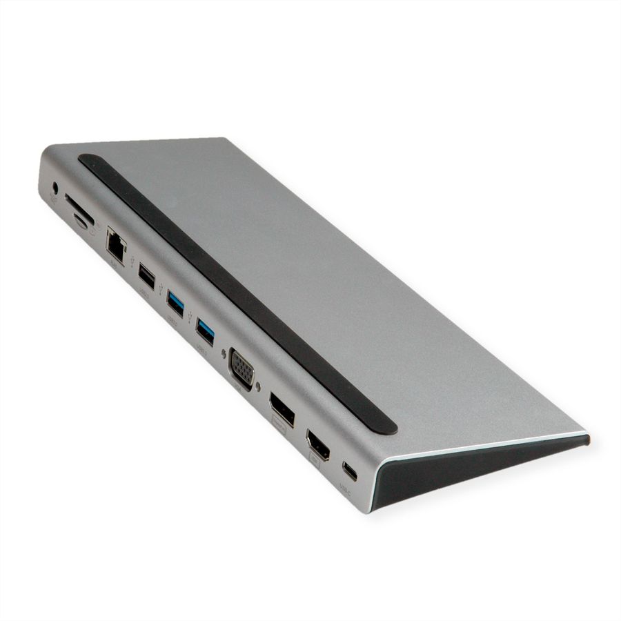 VALUE USB-C Multiport Docking Station, 4K HDMI/DP, VGA, USB, Card Reader, PD, LAN, Audio