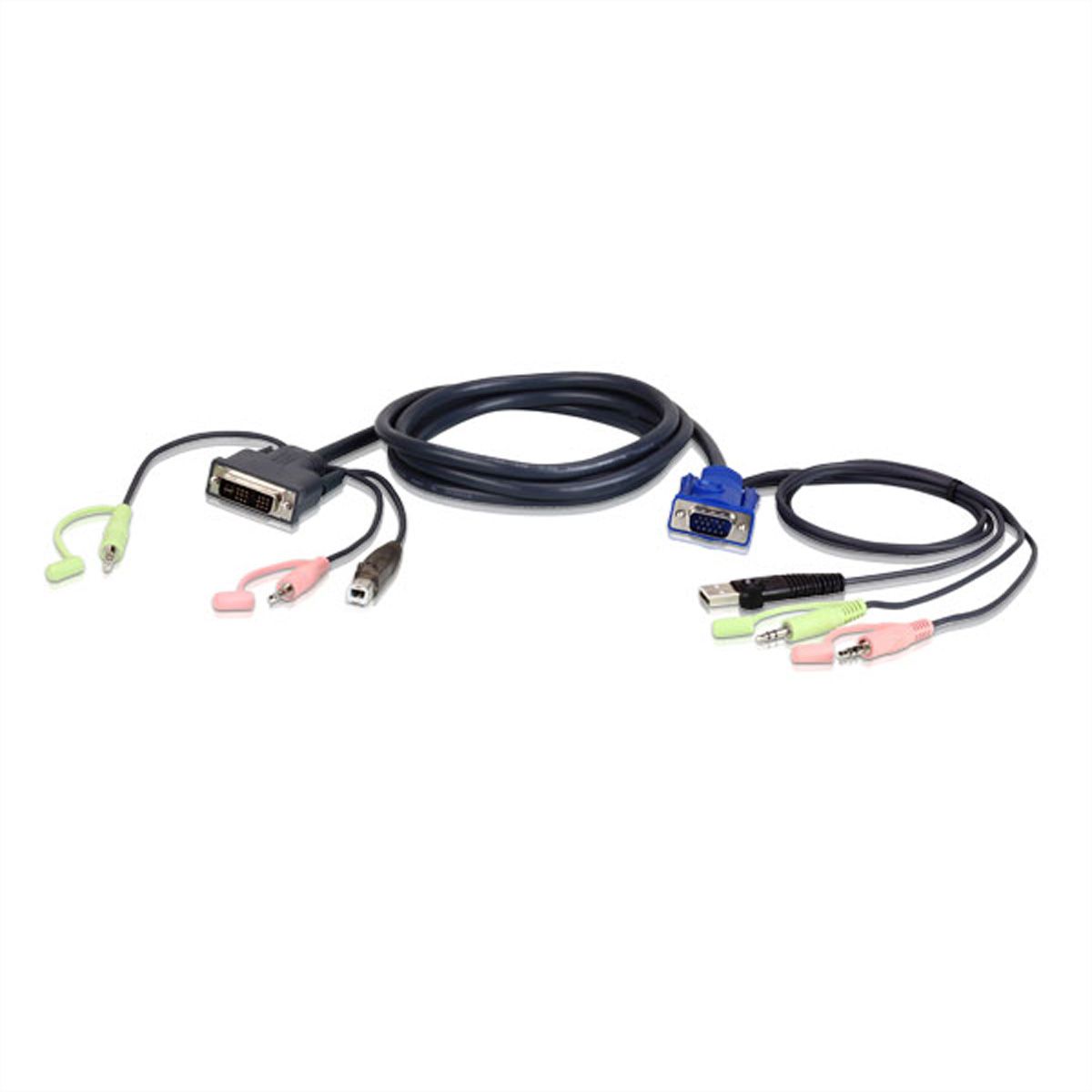 ATEN 2L-7DX2U KVM-Kabel VGA zu DVI 1,8m, schwarz, 1,8 m