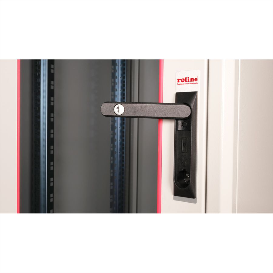 ROLINE 19-Zoll Netzwerkschrank Basic 22 HE, 600x600 BxT Glastür grau
