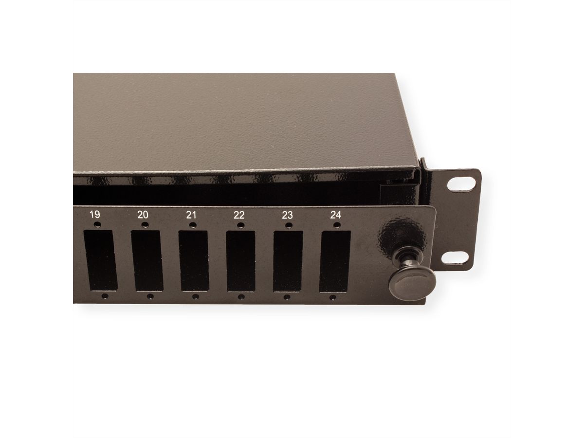 VALUE 19"-Spleißbox leer 1 HE, 24x SC DX / LC 4-fach, ausziehbar