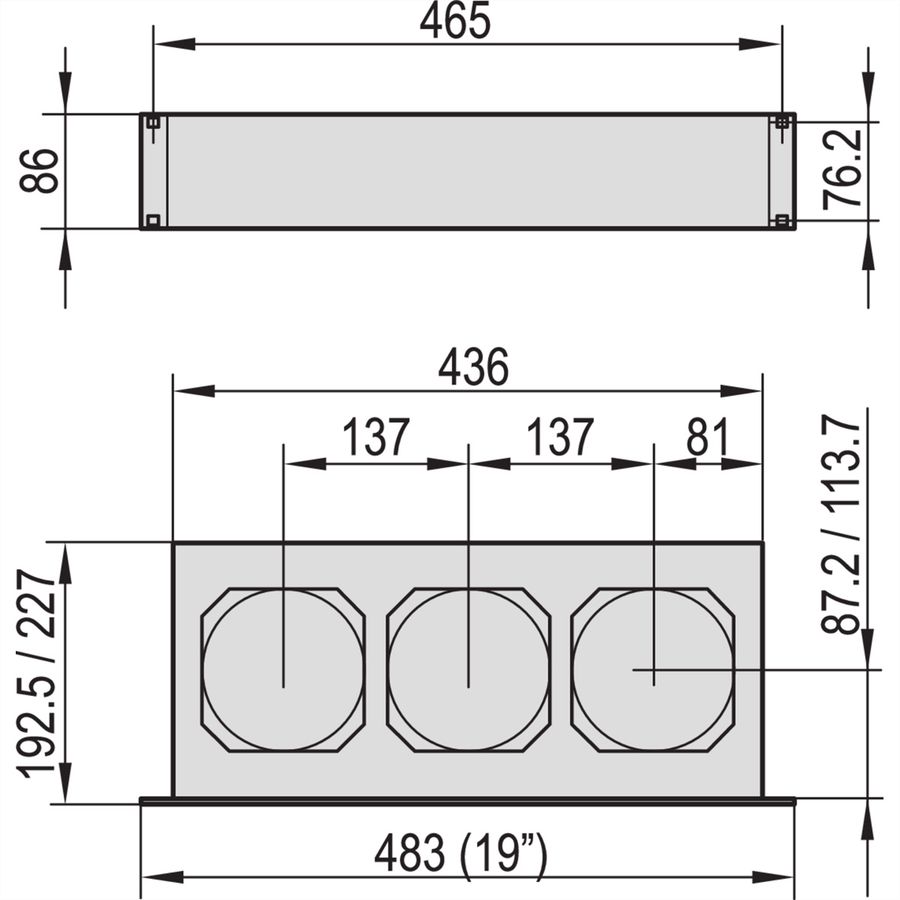 SCHROFF 19" Drucklüfter 2 HE für Kartentiefe 160 mm - DRUCKLUEFTER 160 2HE 230V