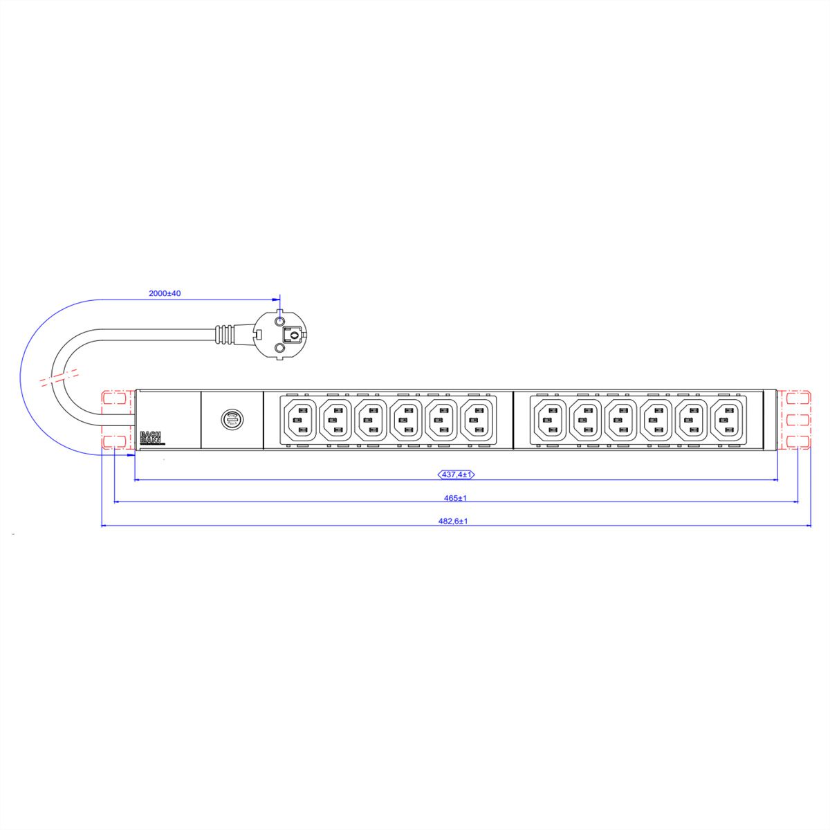 BACHMANN 19" 1HE 12xC13 2,0m CEE7/7