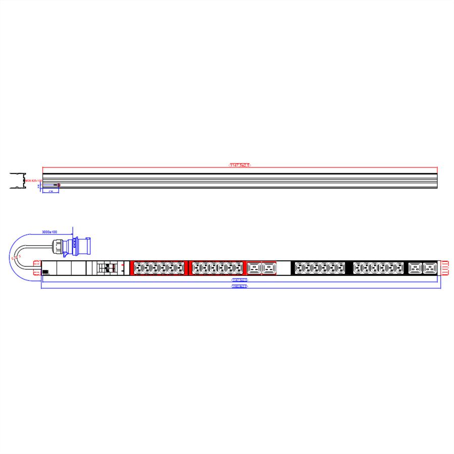BACHMANN IT PDU ALU 1HE 20xC13 4xC19 2xLS CEE 32A blau