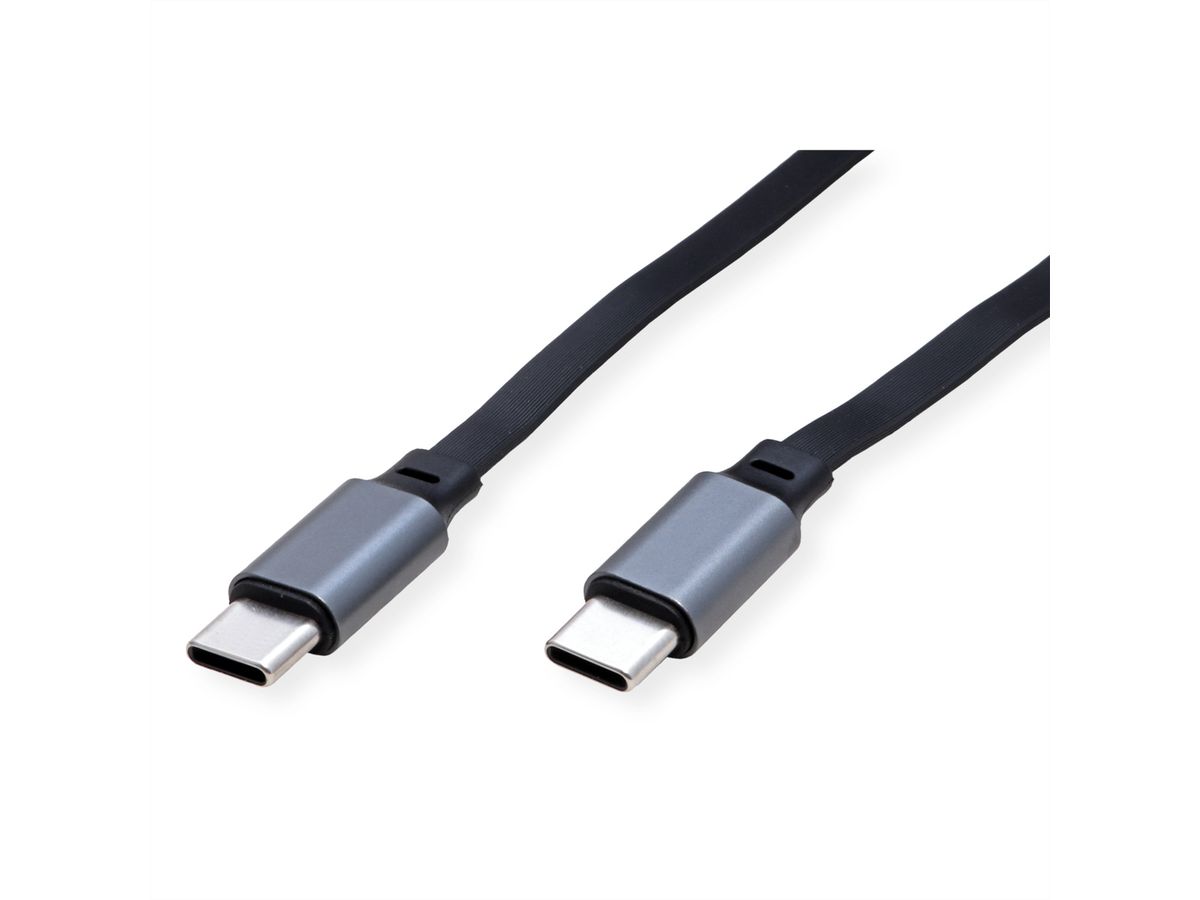 ROLINE USB 2.0 Aufrollbares Kabel, C-C ST/ST, schwarz, 1,2 m