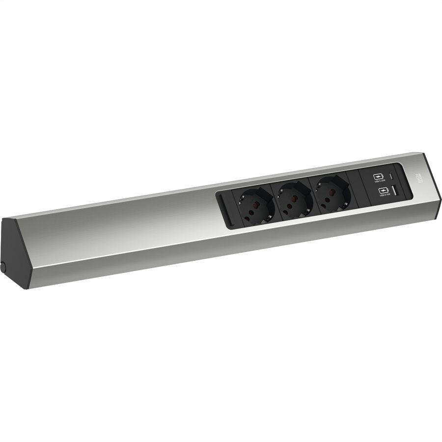 BACHMANN CASIA2 3xP40 1xUSB A/C 22W, 2,0m AEH, Edelstahl-Optik, Italia