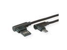 ROLINE USB 2.0 Kabel, gewinkelt, Typ A rev - Micro B, ST/ST, schwarz, 0,8 m