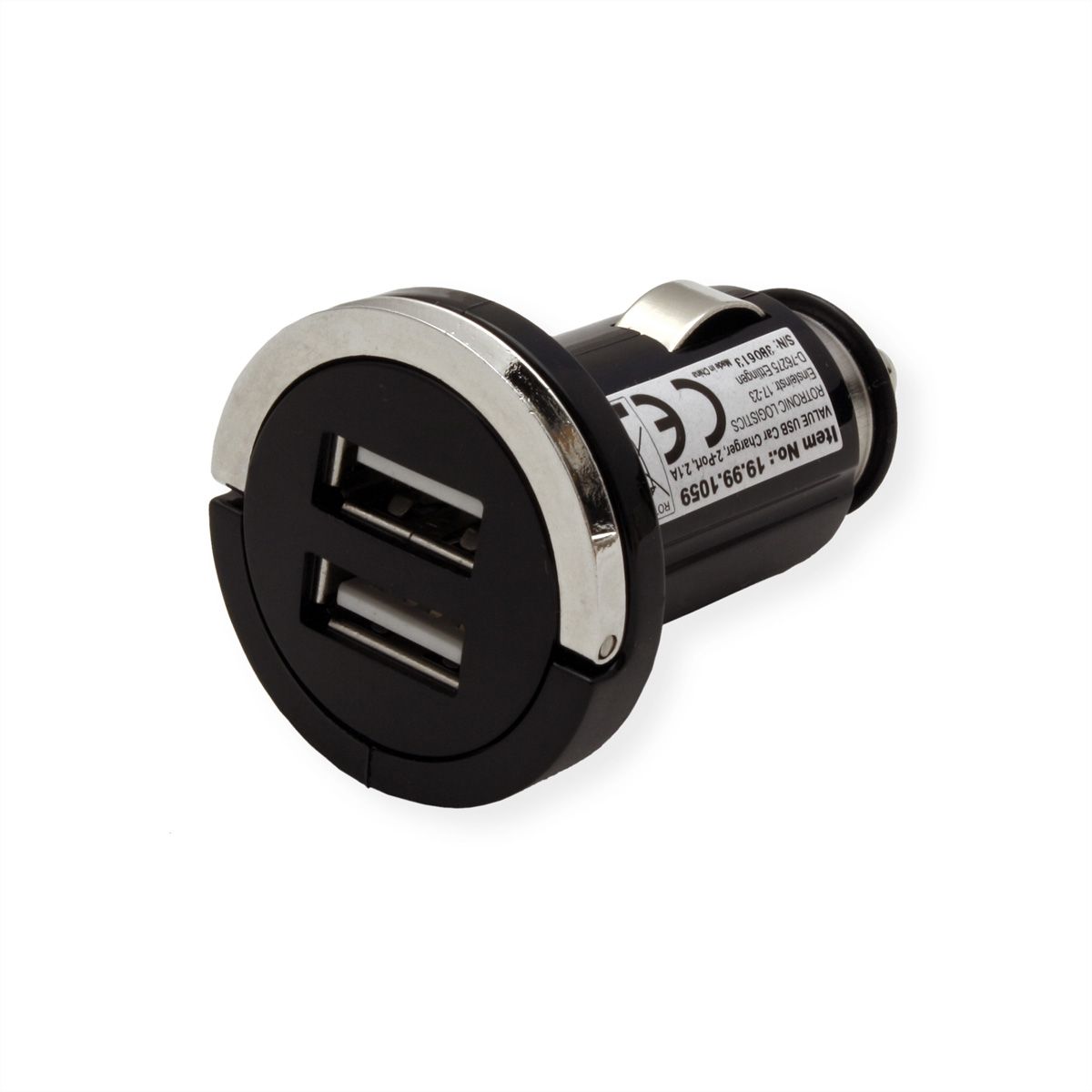 VALUE USB Charger mit KFZ-Stecker, 2 Port, 10W