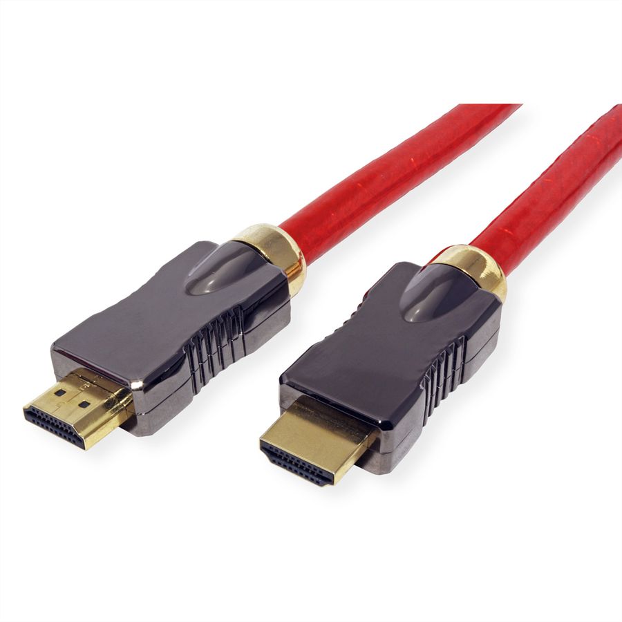 ROLINE 8K HDMI Ultra HD Kabel mit Ethernet, ST/ST, rot, 3 m