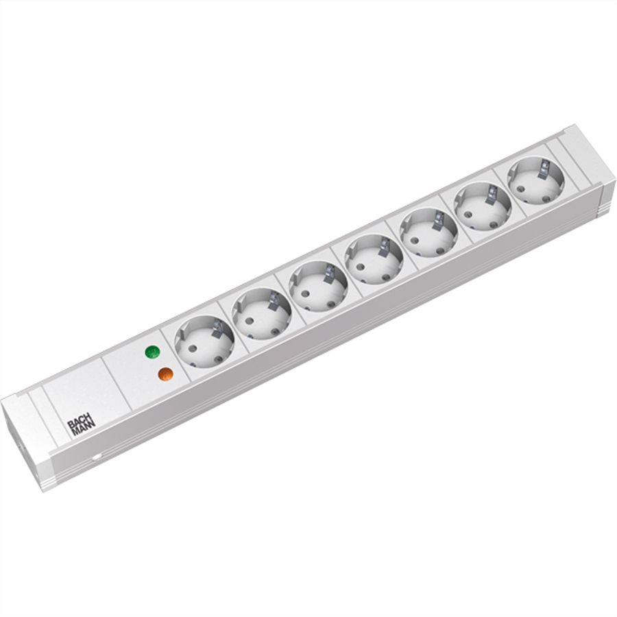 BACHMANN 19" 1,5HE 7xCEE7/3 ws 1xSPD Strom 2,0m CEE7/7