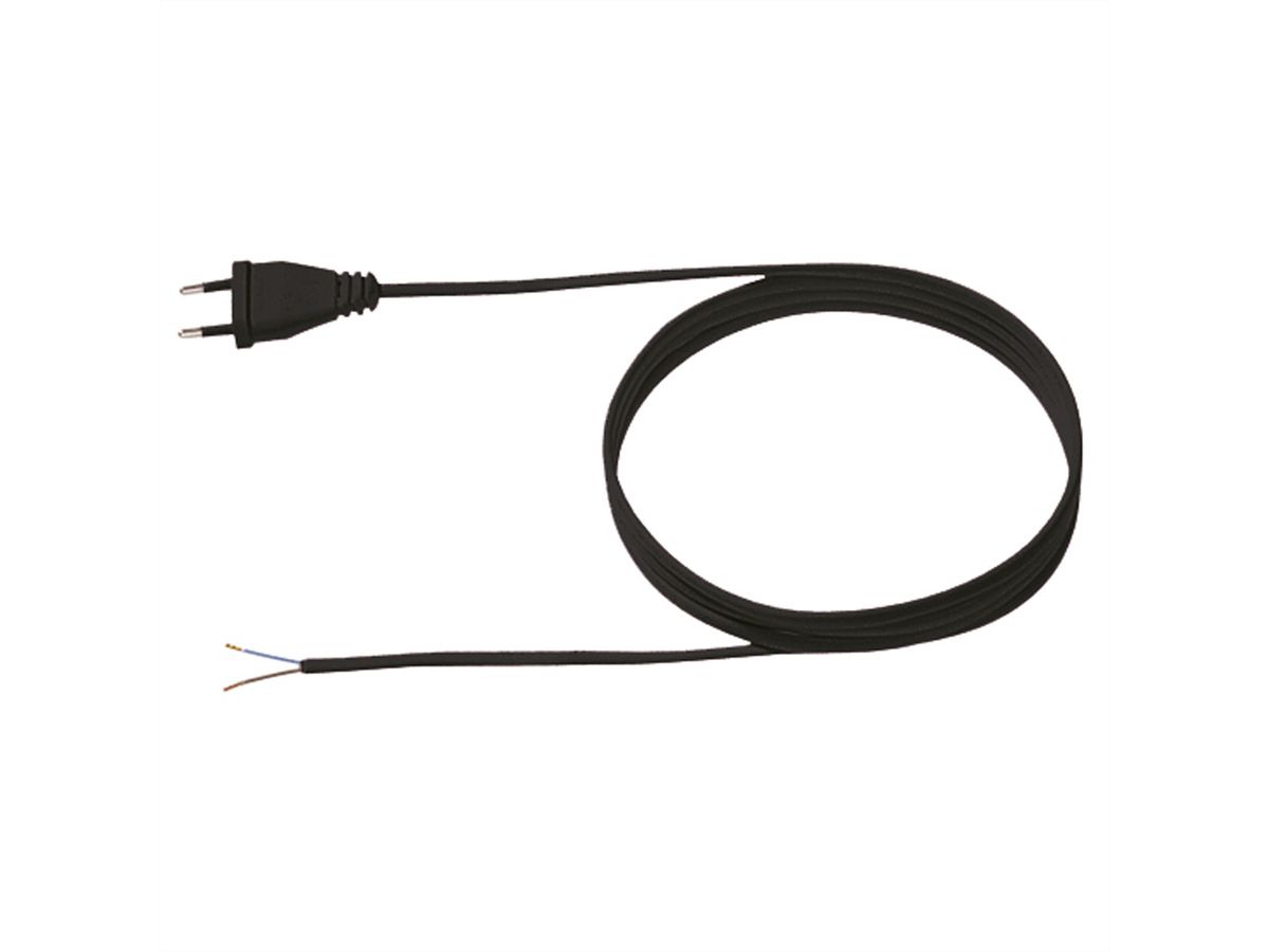 BACHMANN Zuleitung 2x0,75 2m schwarz, H03VVH2-F Eurostecker einzelnverpackt