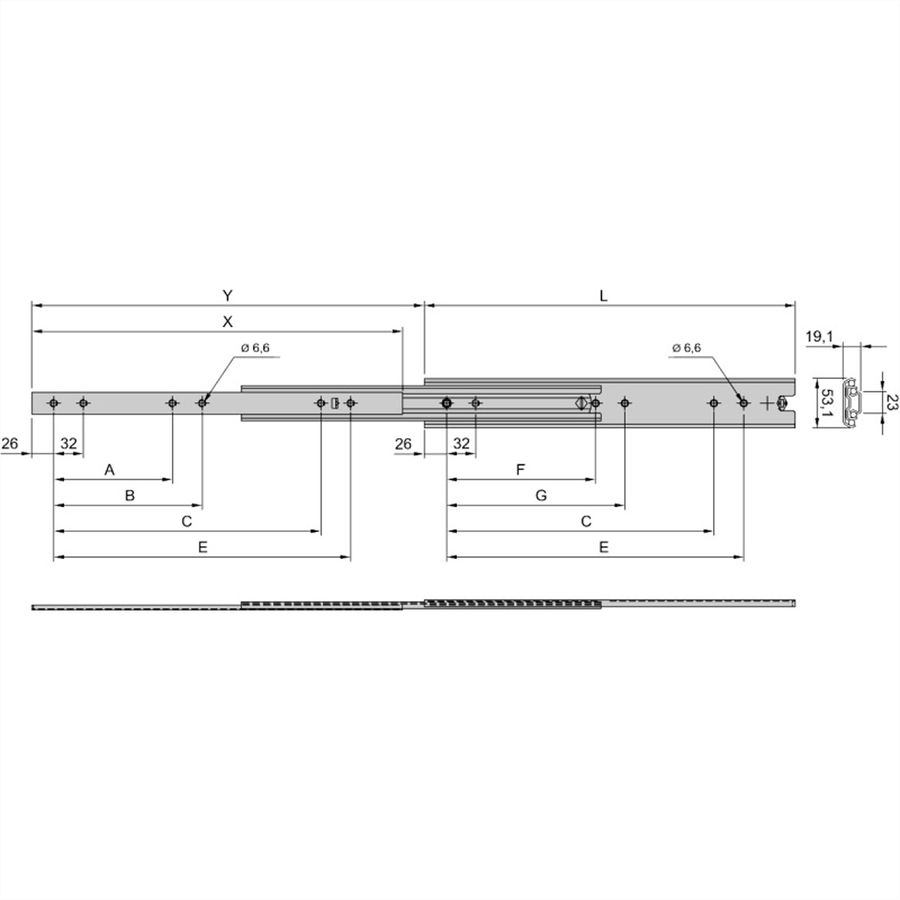 SCHROFF Universal 2 HE, Schwerlast Teleskopschiene - TELESKOPSCH.UNI.2HE 500T(2X)