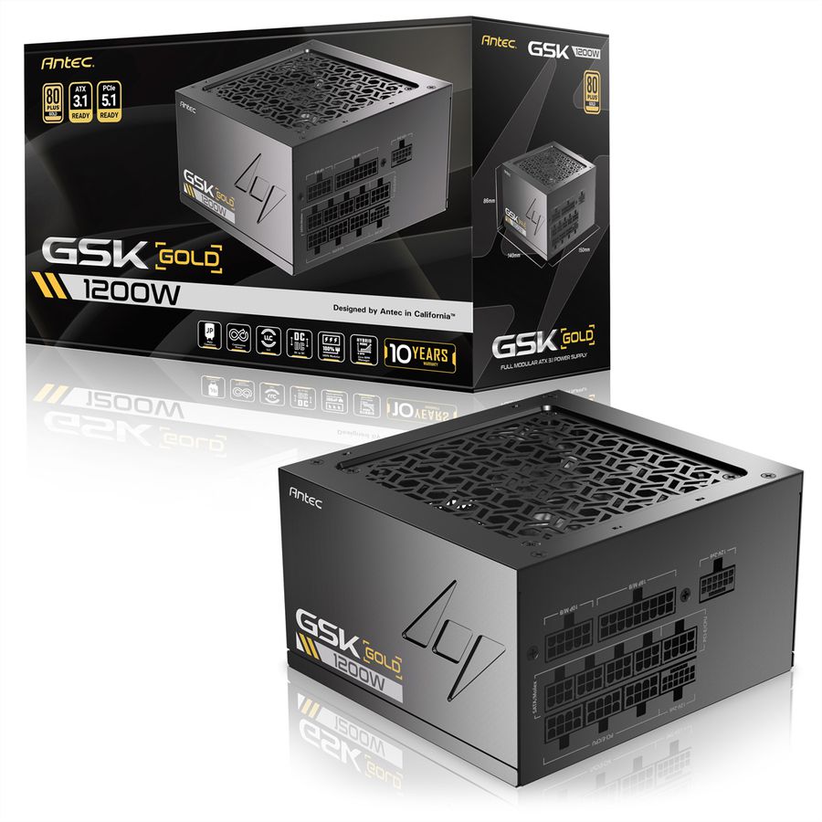 ANTEC GSK 1200 ATX3.1 1200 W Vollmodulares 80 PLUS Gold-Netzteil, schwarz