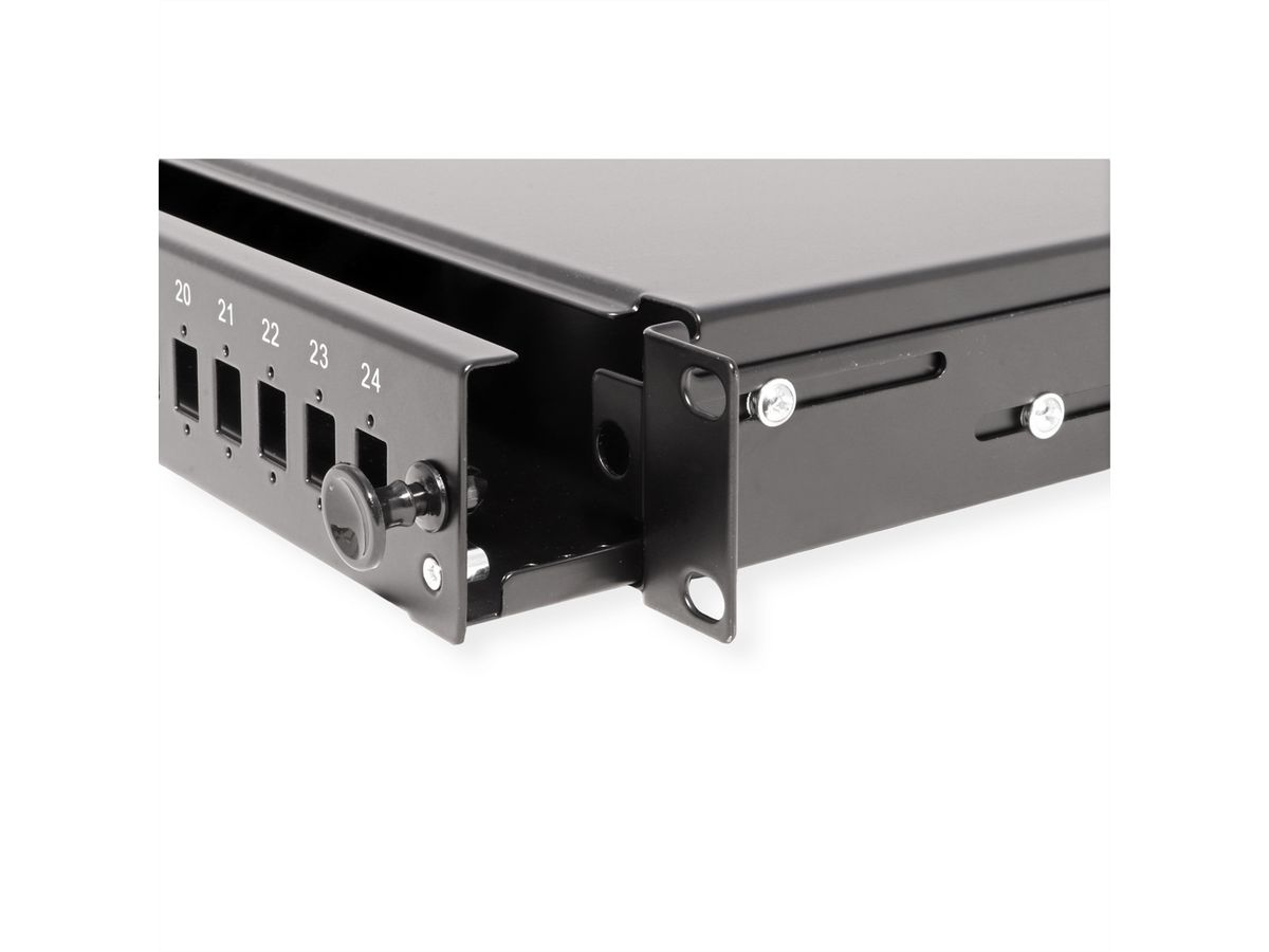 VALUE 19"-Spleißbox leer 1 HE, ausziehbar, 24x SC SX / LC DX