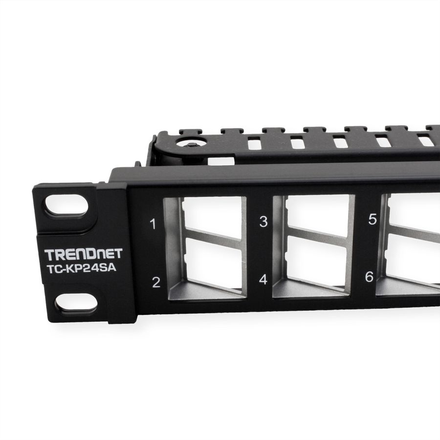 TRENDnet TC-KP24SA 24 Port Patch Panel, für Keystones, gewinkelt 1U