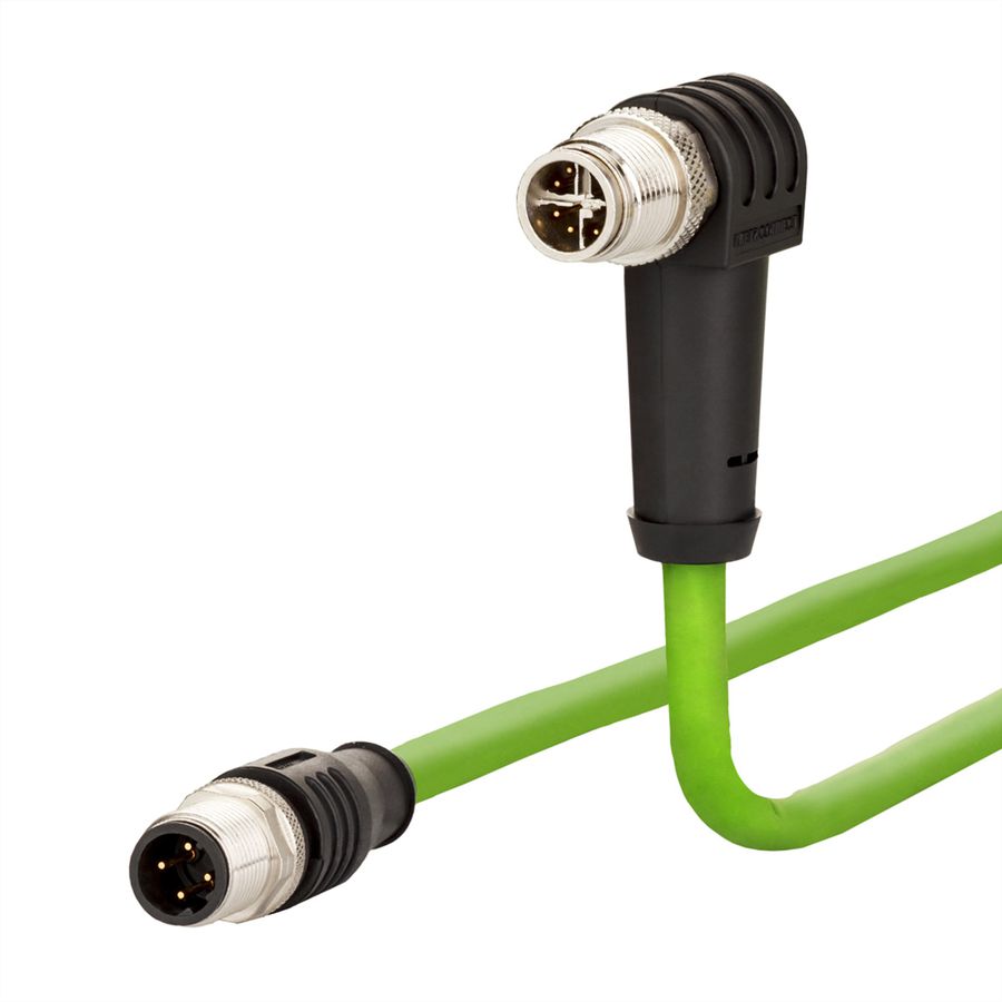 METZ CONNECT Verbindungsleitung M12 ST-M12 ST, 8-pol X-kodiert, gerade-gewinkelt, 5 m