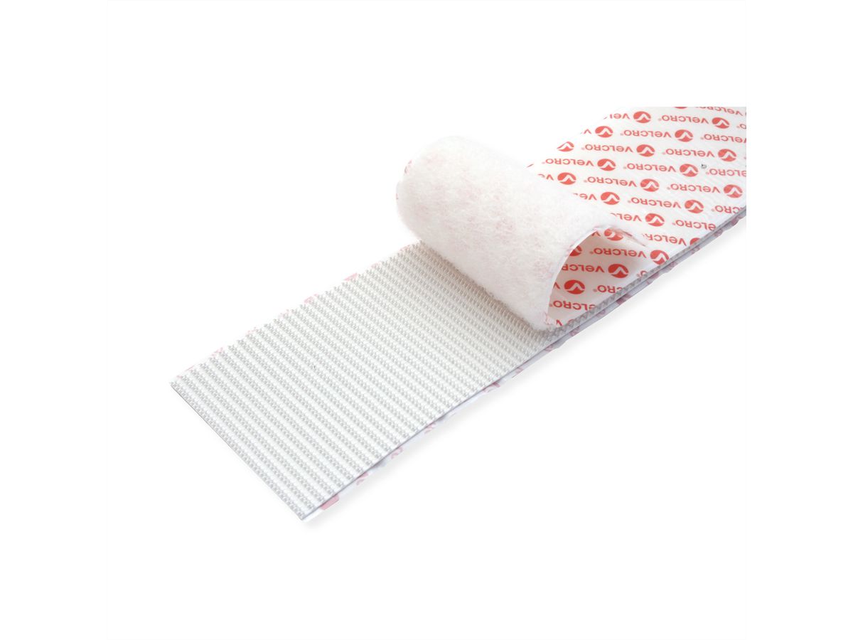 VELCRO® Klettband Extra Stark Selbstklebend, Haken & Flausch 50mm x 1m Weiß