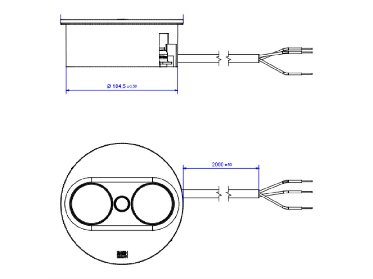 BACHMANN TWIST 2 1xCEE7/3 1xUSB A/C 22W 2,0m AEH Edelstahl-Optik rund