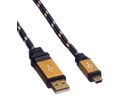 ROLINE GOLD USB 2.0 Kabel, Typ A - 5-Pin Mini, Retail Blister, 0,8 m