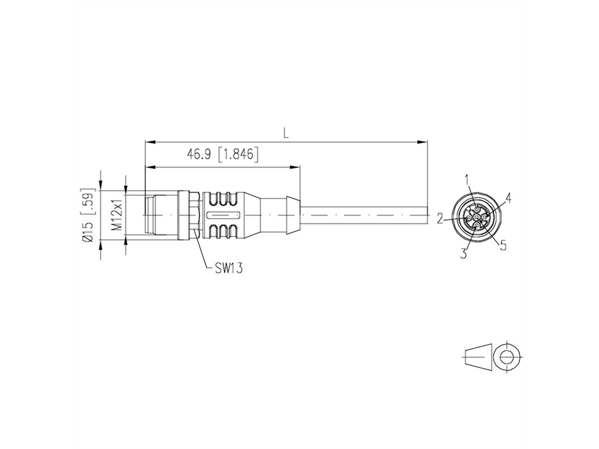 METZ CONNECT Sensor-/Aktorltg., M12-ST A-kodiert, gerade-freies Ende, ungeschirmt, 5polig, PUR, 1 m
