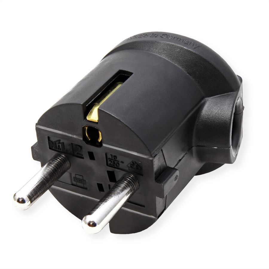 BACHMANN Schutzkontaktstecker, schwarz bruchfest, montierbar, IP 20, Winkel